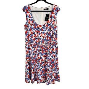 Ralph Lauren Dress 16 Red Midi Floral Patriotic Boho Western Retro 80s Classic